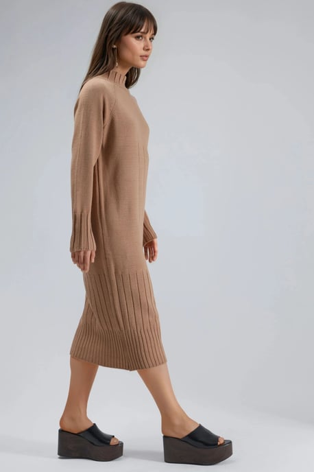 Halb-Turtleneck Midi Strickkleid - Image 2