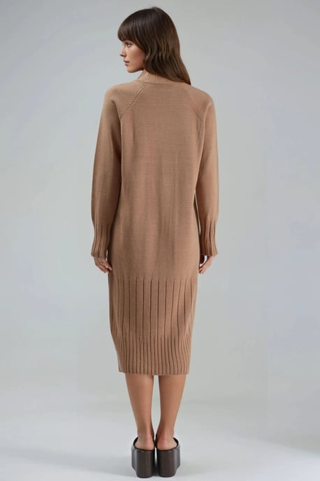 Halb-Turtleneck Midi Strickkleid - Image 3