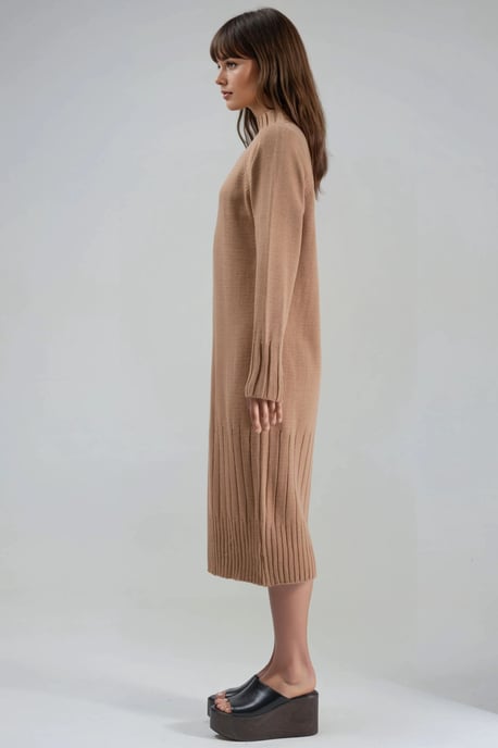 Halb-Turtleneck Midi Strickkleid - Image 4