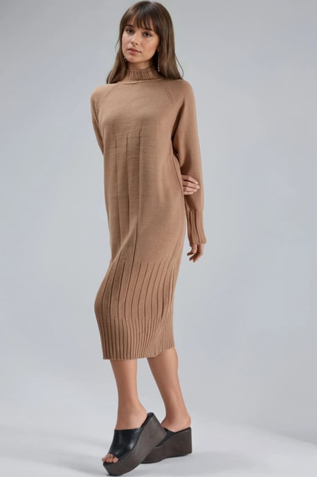 Halb-Turtleneck Midi Strickkleid - Image 6