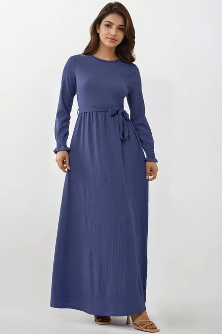 Strukturiertes Maxikleid mit Rundhalsausschnitt - Image 2