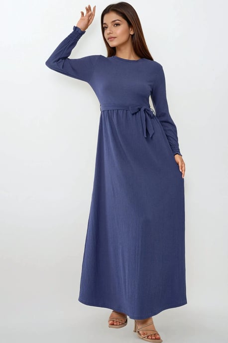 Strukturiertes Maxikleid mit Rundhalsausschnitt - Image 3