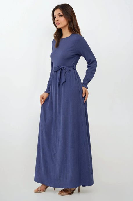 Strukturiertes Maxikleid mit Rundhalsausschnitt - Image 4