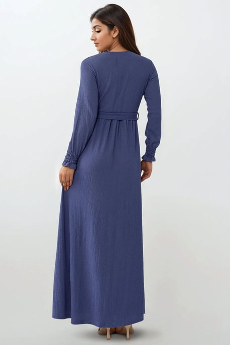 Strukturiertes Maxikleid mit Rundhalsausschnitt - Image 5
