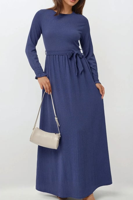 Strukturiertes Maxikleid mit Rundhalsausschnitt - Image 6