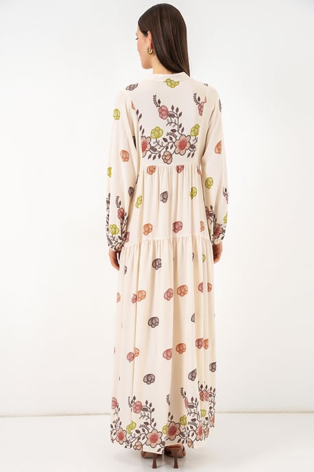 Gemustertes V-Ausschnitt Maxikleid - Image 6