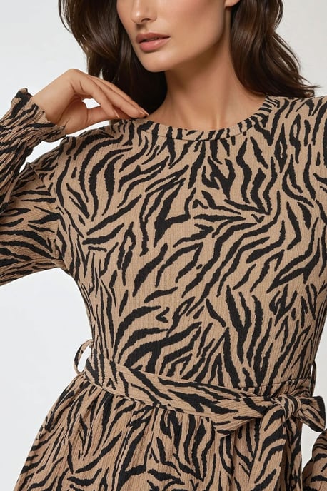 Bedrucktes Maxikleid mit Rundhalsausschnitt und Gürtel - Image 6
