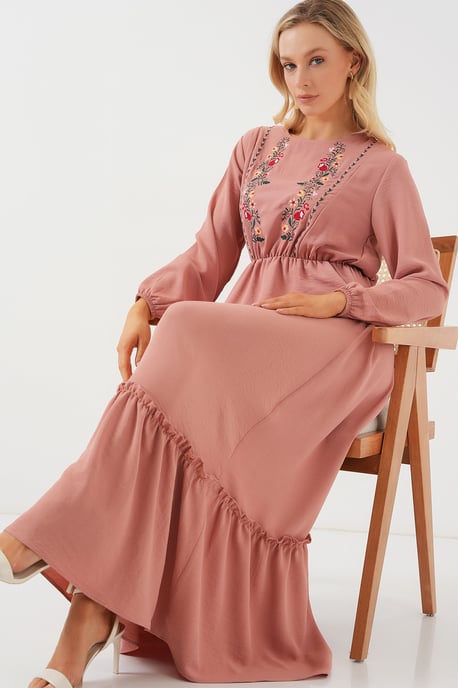 Besticktes Maxikleid mit Rundhalsausschnitt - Image 2