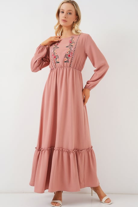 Besticktes Maxikleid mit Rundhalsausschnitt - Image 3