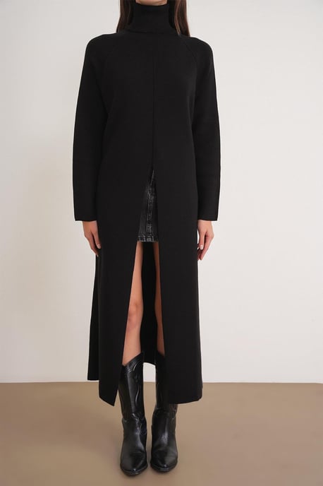 Rollkragen-Strick-Maxikleid mit Schlitz - Image 4