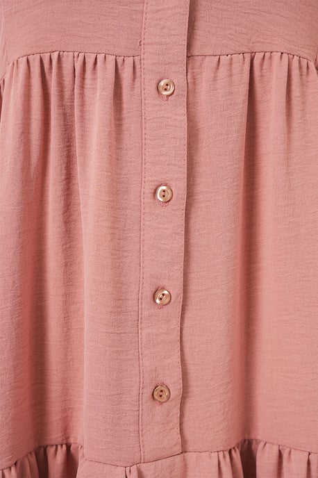 V-Ausschnitt mit Knopfverschluss, lockeres Maxi-Kleid - Image 5
