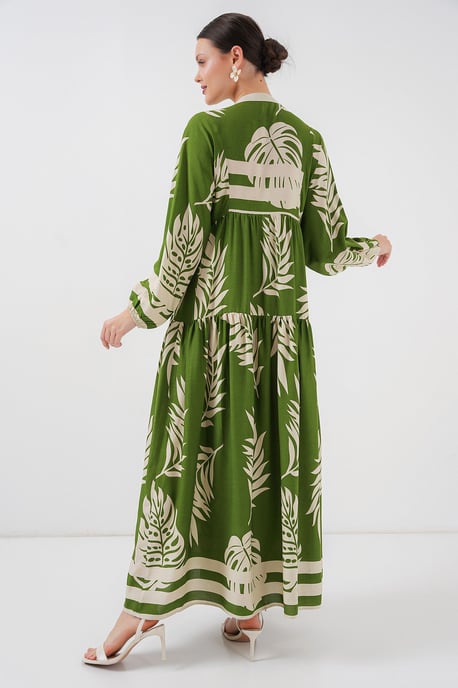 Gemustertes V-Ausschnitt Maxikleid - Image 5
