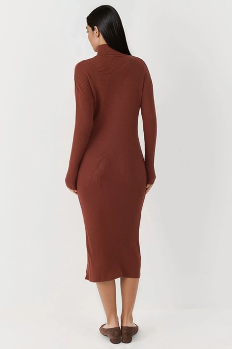 Rippstrick-Turtleneck Bodycon-Strickkleid - Image 2