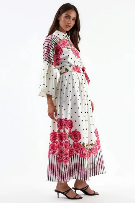 Blumenkleid Maxi mit Hemdkragen und Knopfleiste - Image 4