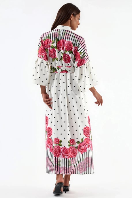 Blumenkleid Maxi mit Hemdkragen und Knopfleiste - Image 5