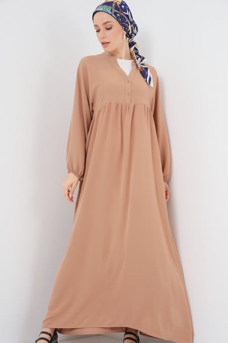 V-Ausschnitt Knopf Maxi-Kleid - Image 2