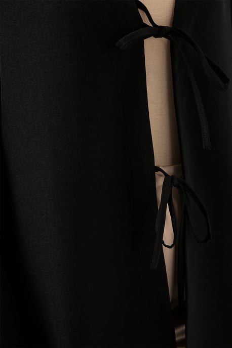 Leinenmischung Langarm-Kimono mit Bindedetail - Image 5