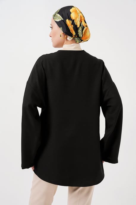Leinenmischung Langarm-Kimono mit Bindedetail - Image 6