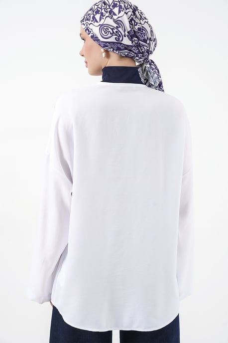 Leinenmischung Langarm-Kimono mit Bindedetail - Image 5