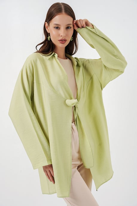 Kimono mit gebundenem Detail und langen Ärmeln - Image 3