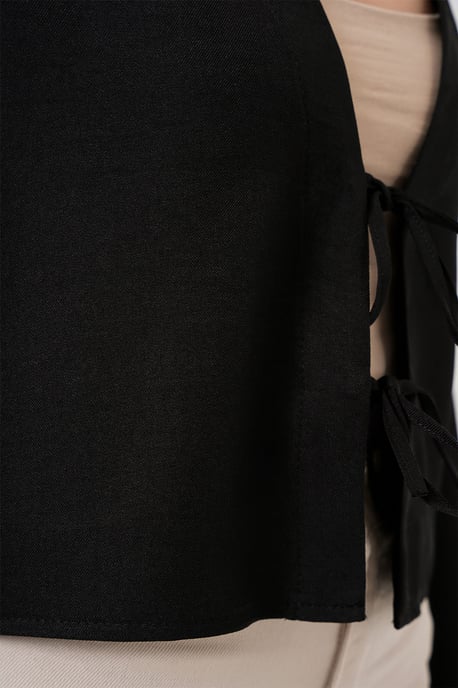 Viskose-Mix V-Ausschnitt Langarm-Kimono mit Bindungsdetails - Image 5
