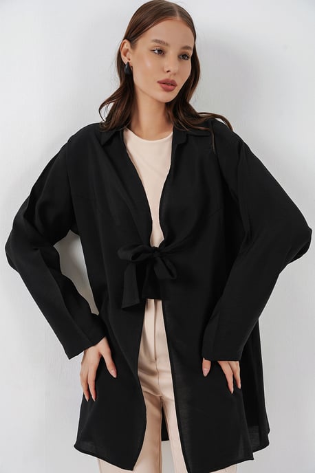 Kimono mit gebundenem Detail und langen Ärmeln - Image 3