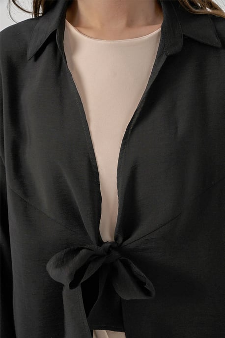 Kimono mit gebundenem Detail und langen Ärmeln - Image 5