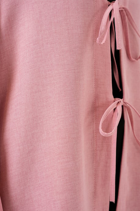 Leinen-Mischung Langarm-Kimono mit Bindungsdetails - Image 4