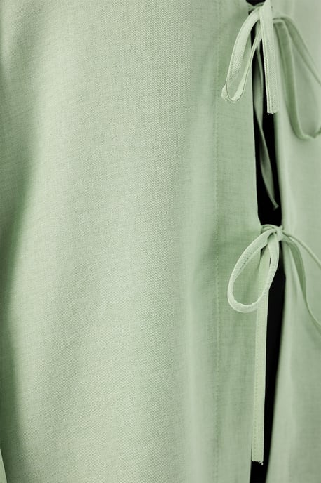 Leinenmischung Langarm-Kimono mit Binde-Details - Image 2
