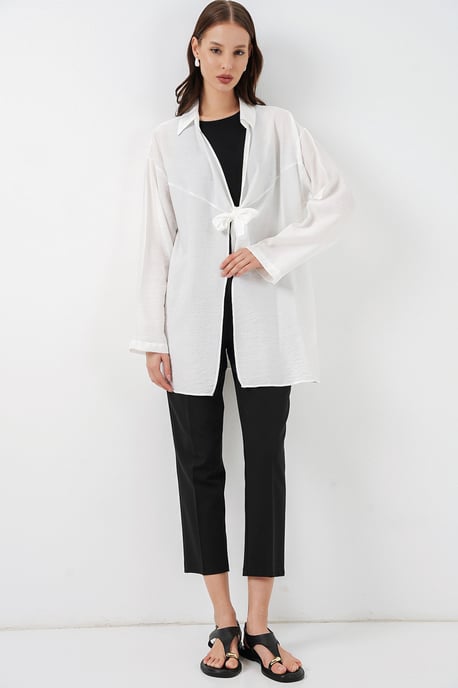 Kimono mit Schleifendetail und langen Ärmeln - Image 2
