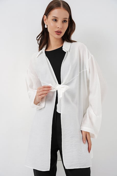 Kimono mit Schleifendetail und langen Ärmeln - Image 3