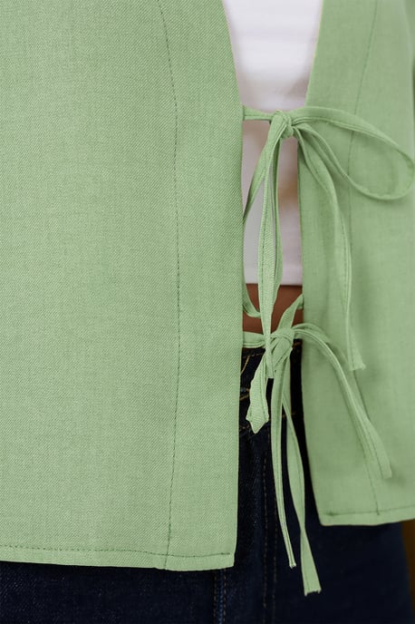 Viskose-Mix V-Ausschnitt Langarm-Kimono mit Bindungsdetails - Image 2