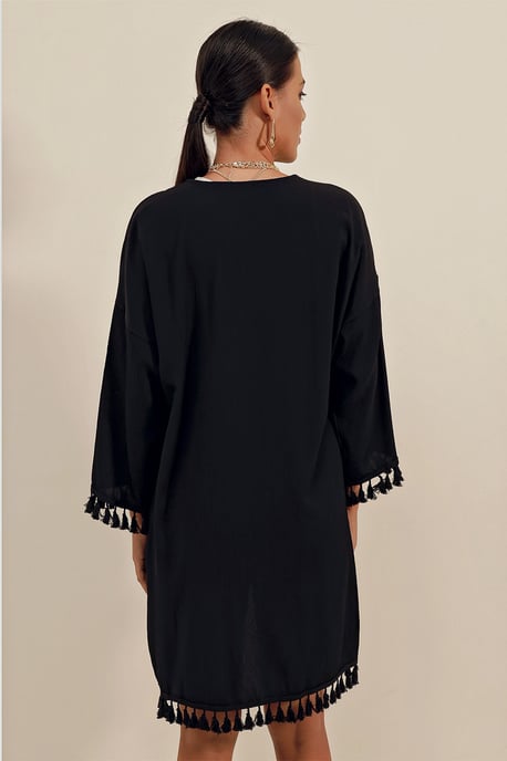 Midi Strandkimono mit Pompon-Detail - Image 6
