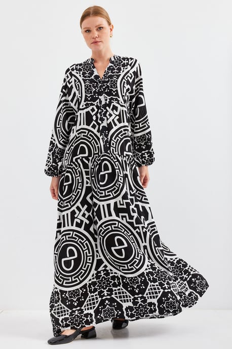 Gemustertes V-Ausschnitt Maxikleid - Image 2