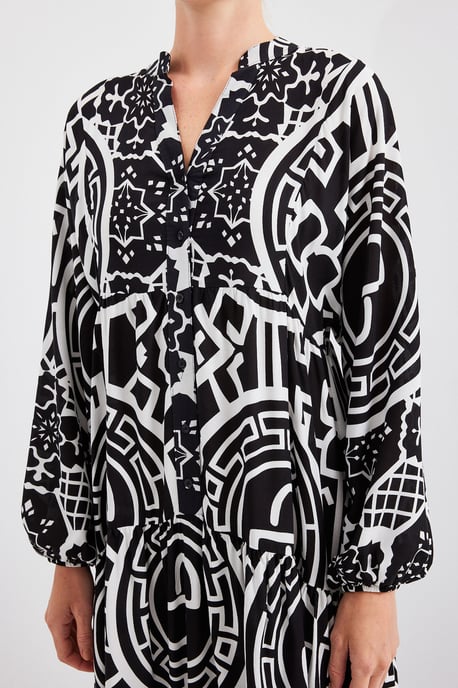 Gemustertes V-Ausschnitt Maxikleid - Image 6