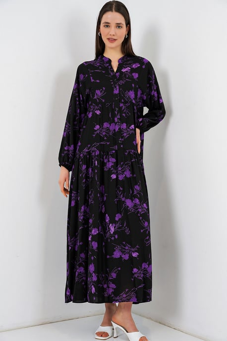Gemustertes V-Ausschnitt Maxikleid - Image 2