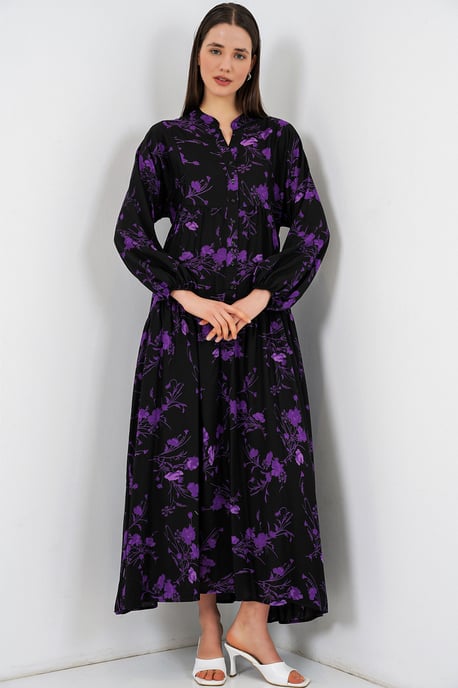 Gemustertes V-Ausschnitt Maxikleid - Image 4