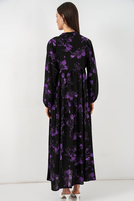 Gemustertes V-Ausschnitt Maxikleid - Image 6
