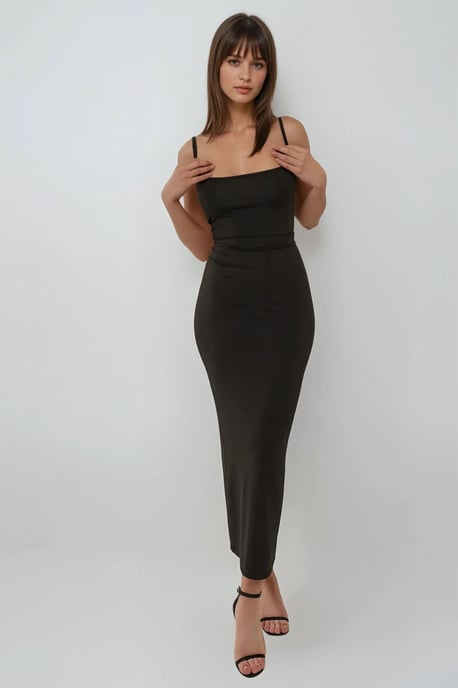 Hiccup Maxikleid mit quadratischem Ausschnitt, figurbetont - Schwarz - Image 2