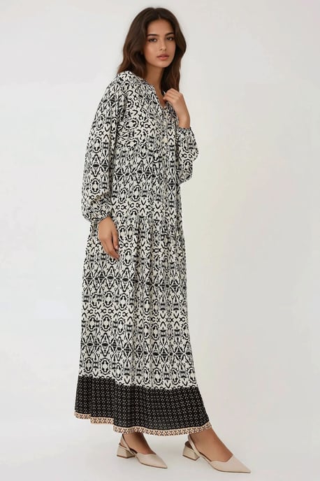 Bedrucktes Maxikleid mit Hemdkragen - Image 2