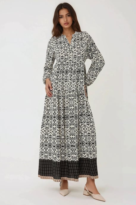 Bedrucktes Maxikleid mit Hemdkragen - Image 3