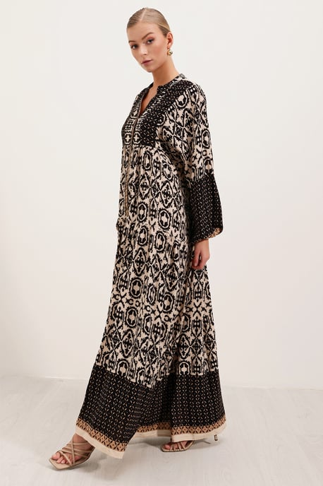 Gemustertes V-Ausschnitt Maxikleid - Image 2