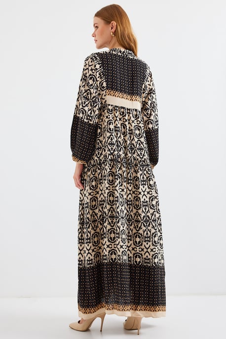 Gemustertes V-Ausschnitt Maxikleid - Image 5