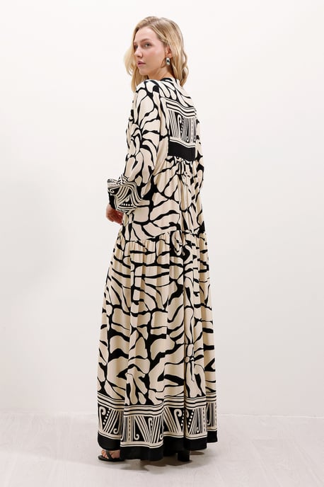 Gemustertes V-Ausschnitt Maxikleid - Image 5