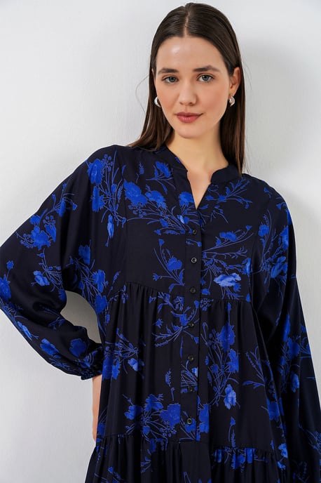 Gemustertes V-Ausschnitt Maxikleid - Image 2