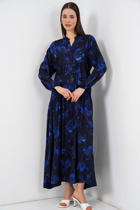 Gemustertes V-Ausschnitt Maxikleid - Image 3