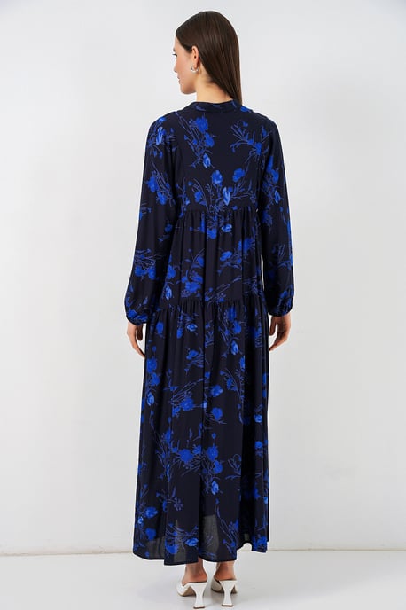 Gemustertes V-Ausschnitt Maxikleid - Image 6