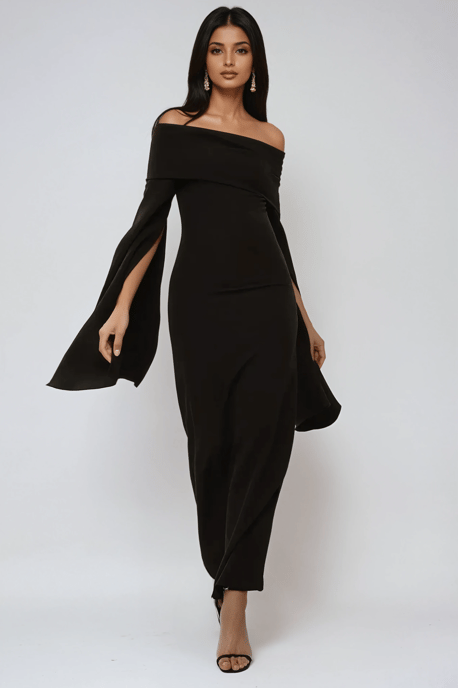 Exklusive Maßgeschneiderte Off-Shoulder Bodycon Maxikleid mit Schlitz - Image 3