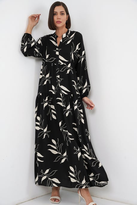 Gemustertes V-Ausschnitt Maxikleid - Image 4