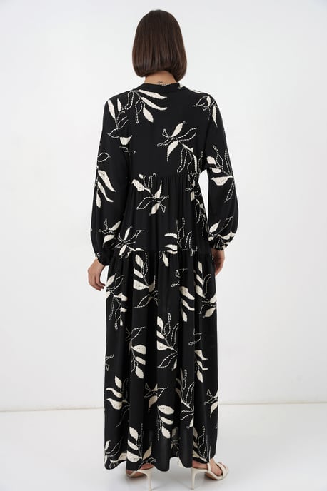 Gemustertes V-Ausschnitt Maxikleid - Image 6
